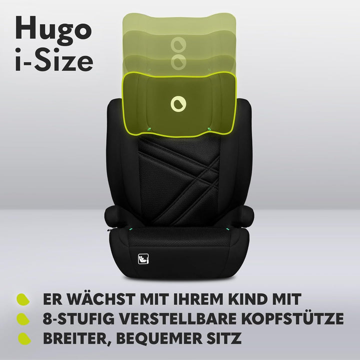 LIONELO HUGO I-SIZE Kinderautositz, Gruppe 2 3, von 100–150 cm, ISOFIX-Installation, verstellbare Ko