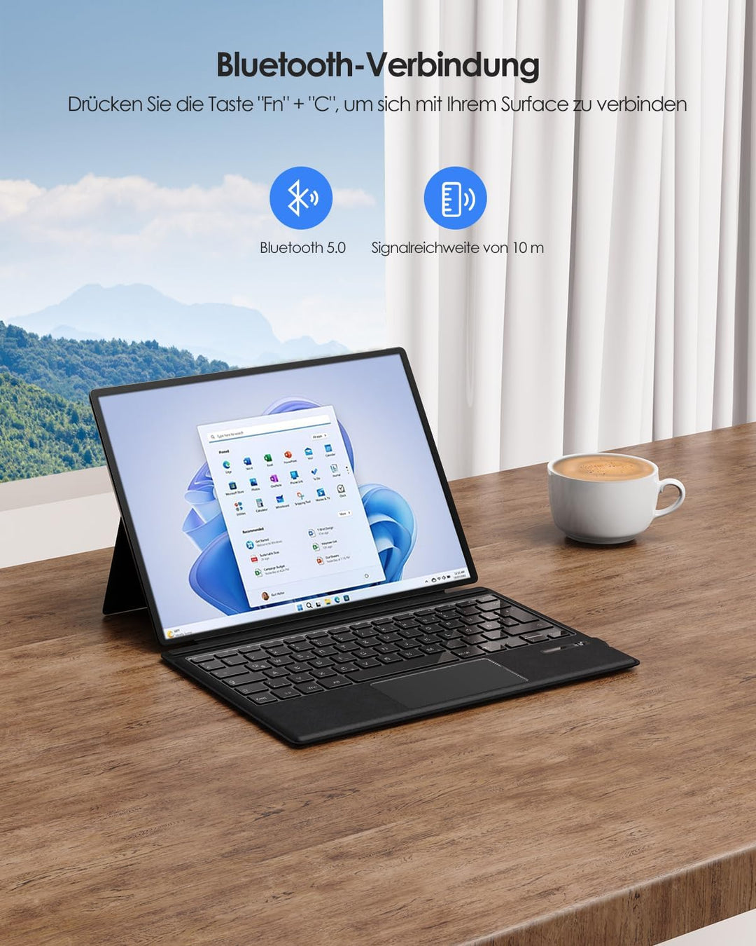 Qulose Surface Pro Tastatur für Microsoft Surface Pro 7 Plus/Pro 7/Pro 6/Pro 5/Pro 4/Pro 3, Kabellos