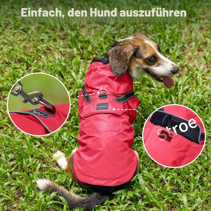 JoyDaog Regenmantel für extra kleine Hunde mit Kapuze, wasserdichte Outdoor-Regenjacke für Hunde, We