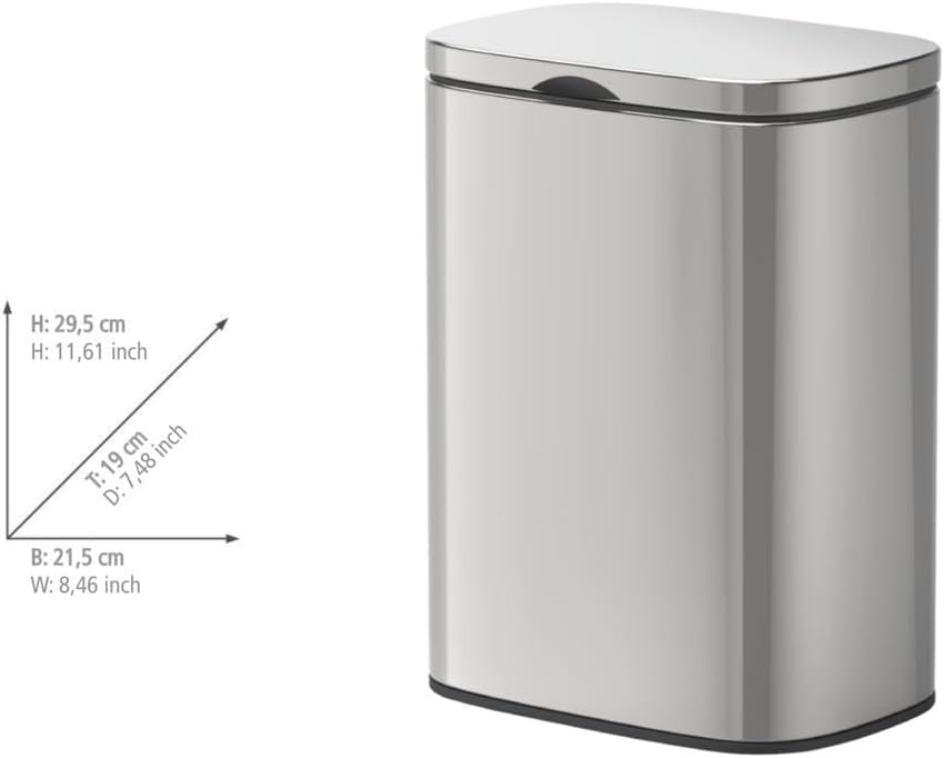 WENKO Wand-Kosmetikeimer Sare 5 Liter, Mülleimer mit Deckel und Easy-Close Absenkautomatik, Badezimm