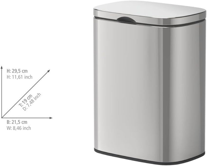 WENKO Wand-Kosmetikeimer Sare 5 Liter, Mülleimer mit Deckel und Easy-Close Absenkautomatik, Badezimm