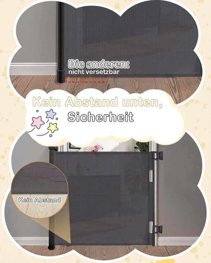 Türschutzgitter Ausziehbar 0-140 cm, Treppenschutzgitter Ausziehbar, Sicherheitsgitter Baby mit Einh