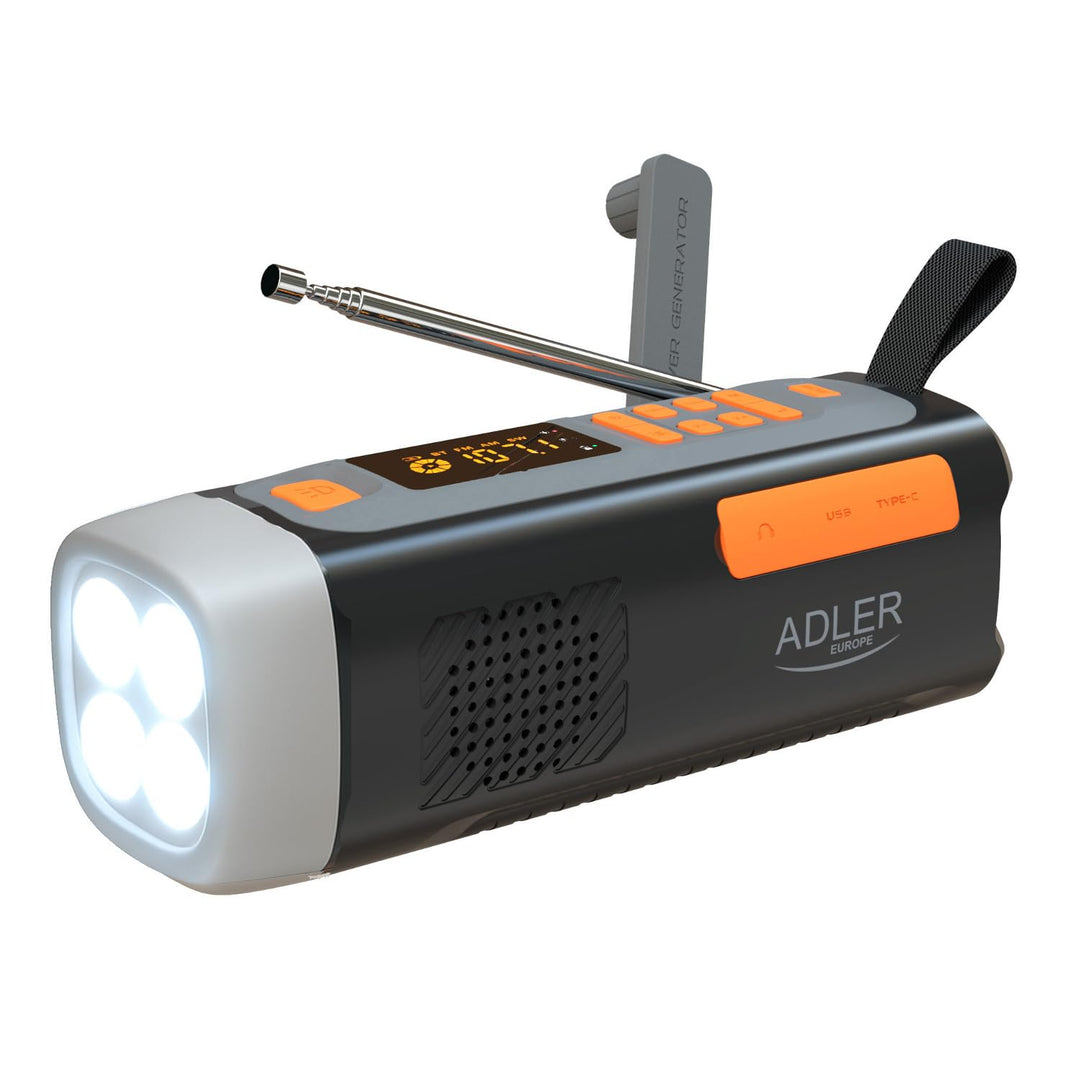 Adler AD 1920 Notfallradio mit Solarpanel Handgenerator und Powerbank 4500mAh FM AM SW Bluetooth 5.0