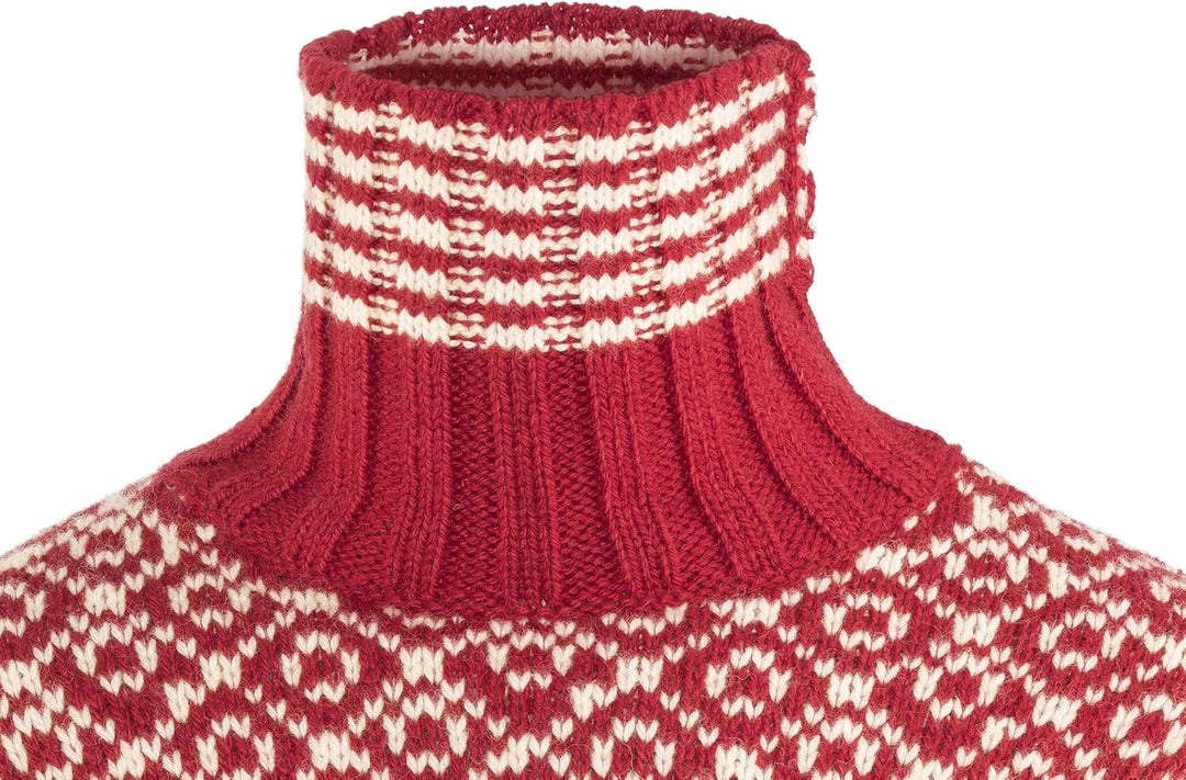 Devold Originals Svalbard Sweater High Neck Rot, Merino Freizeitpullover, Grösse XS - Farbe Hindberr