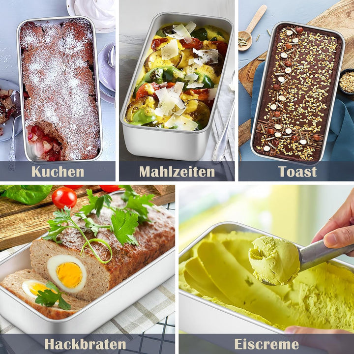 Onader Brotbackform 2er-Set, Edelstahl Rechteckig Toastbrot Backform Kastenform Perfekt für Brot und