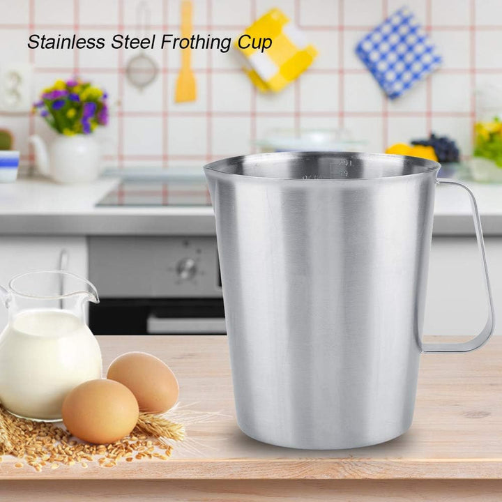 Edelstahl Messbecher, 2000ml Messkanne aus Edelstahl mit Griff, Milchkanne Edelstahl mit Skalen