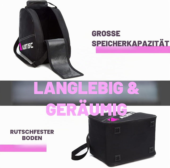 AUMTISC Skitasche Set Skisack &amp;Skischuhtasche Längenverstellbare Bis 200 cm für 1 Paar Ski &amp; Skischu