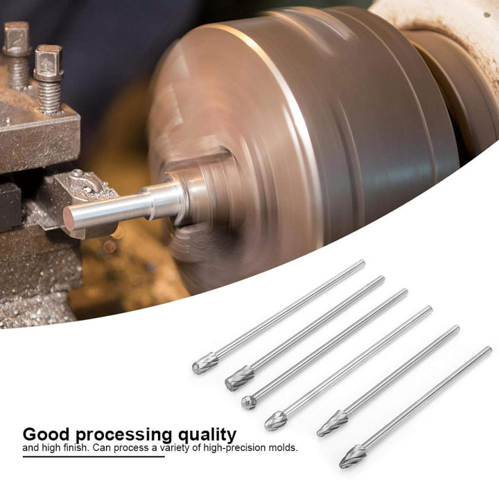 Telituny Drehbohrer Rotationsfräser-Set 6 Stück 6mm 1/4" Schaft Aluminium Rotary Grat Fräser Extra l