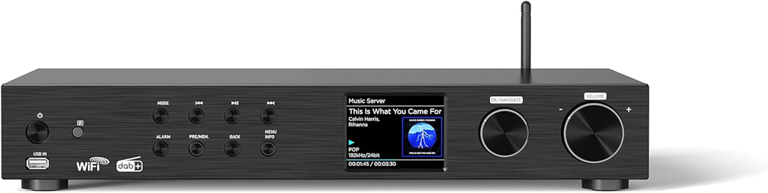 Maxxo Hi-Fi Tuner TR05 – DAB+/FM/Internetradio mit Bluetooth, Wi-Fi, USB, Spotify, 3,2" Farbdisplay,