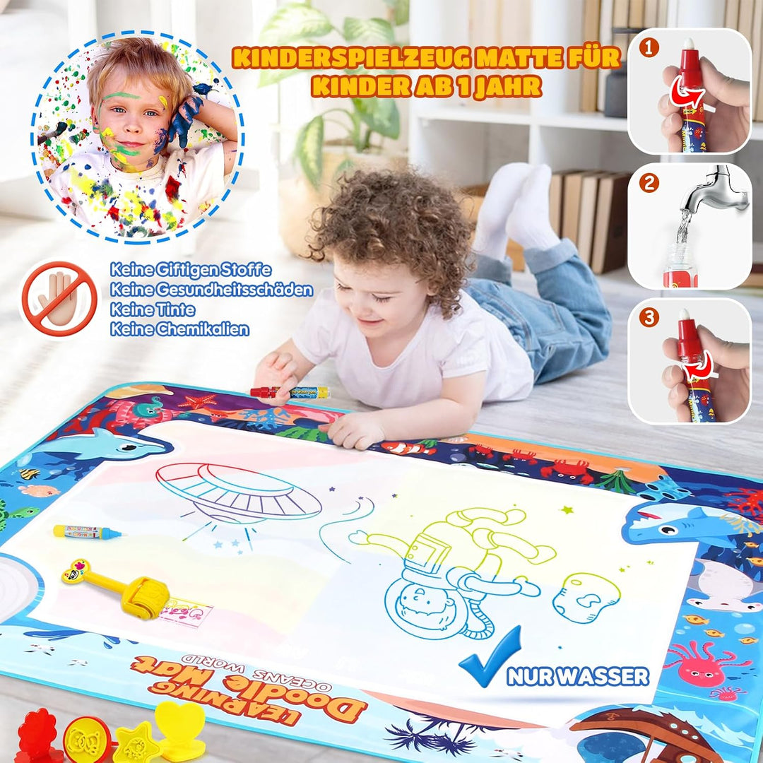 Spielzeug Kinderspielzeug ab 1, 2, 3 Jahren - Malmatte mit Wasserstift, Aqua Magic Doodle Painting M