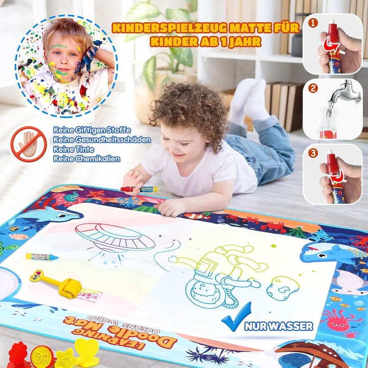Spielzeug Kinderspielzeug ab 1, 2, 3 Jahren - Malmatte mit Wasserstift, Aqua Magic Doodle Painting M