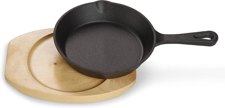 ECHTWERK Servierpfannen Set aus Gusseisen, Servierpfännchen, Mini Pfännchen mit Servierbrett, Kleine