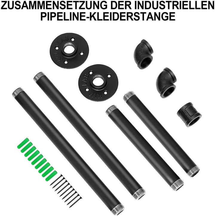 Kleiderständer für die Wand 80cm Rohr Kleidergestell Industrieller Stil Wandhänger Abnehmbare Metall