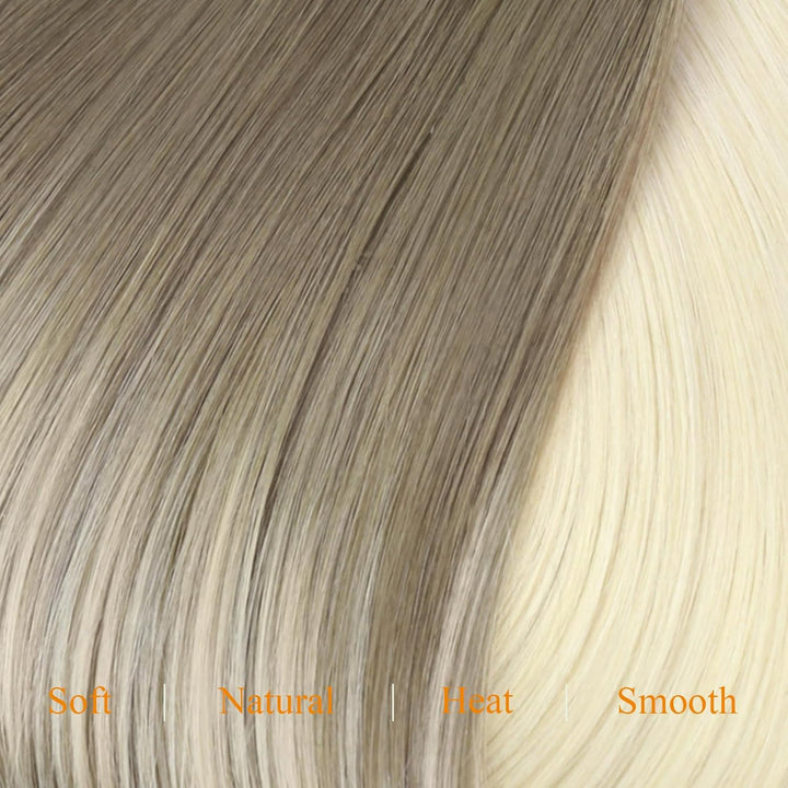 Easyouth Ombre Clip Extensions Echthaar Blond Clip in Haar Extensions Ash Brown Mix Platinblond 18 Z