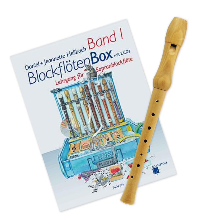 Blockflötenbox Band 1 + Tuyama® Blockflöte Starterset TFS-18D deutsches Griffweise aus Holz Acanthus