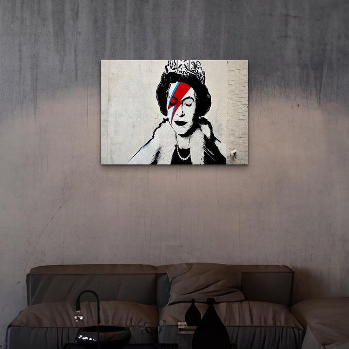 Giallobus - Gemälde - Banksy - - Standardleinwand - 100x70-09 - Königin - Bereit zum Aufhängen - Mod