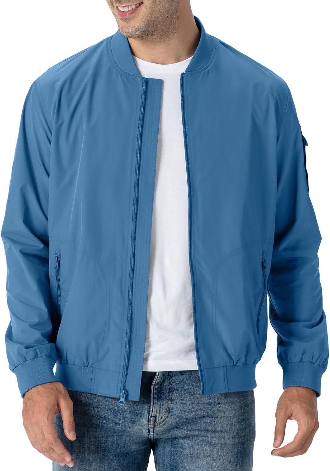 Herren Jacken Leichte Windbreaker Übergangsjacke Bomberjacke Frühling Herbst Fliegerjacke Stehkragen