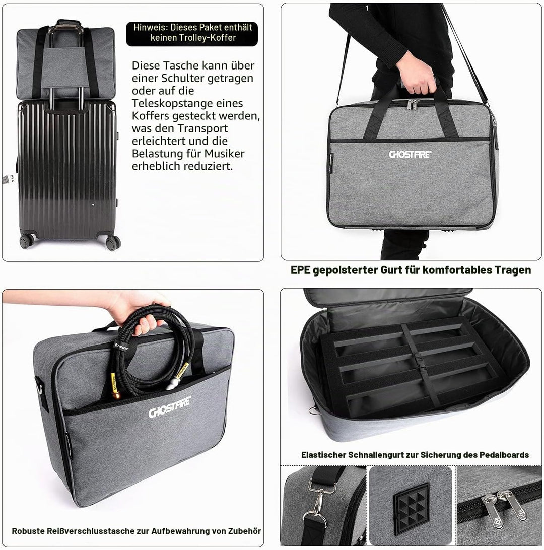 Ghost Fire SPL-03 Gitarren-Pedalboard, Aluminiumlegierung, 600 g, superleicht, 42 x 30 cm, mit Trage