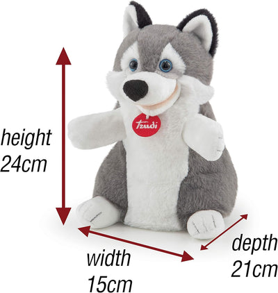 Trudi 29819 - Handpuppe Husky cm 15x24x21, grau/weiss