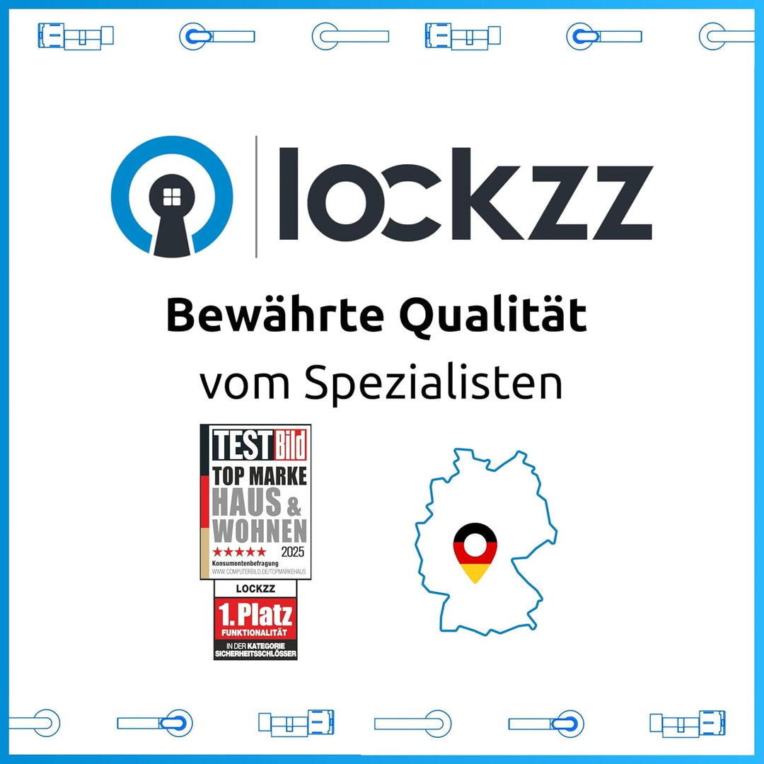 lockzz Türgriff Drückergarnitur Würzburg-II, Edelstahl schwarz matt, Türbeschlag für Zimmertüren, Ru