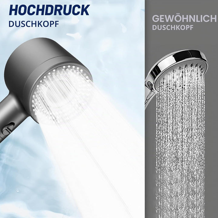 Duschkopf Wassersparend mit Schlauch 1.5 m, Antikalkfunktion Duschkopf mit 3-Schicht-Filtration, 5 S
