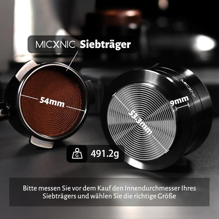 Palm Tamper 54mm, Federbelastet Kaffee Tamper für Sage Breville Barista Express 54mm Siebträger, Sel