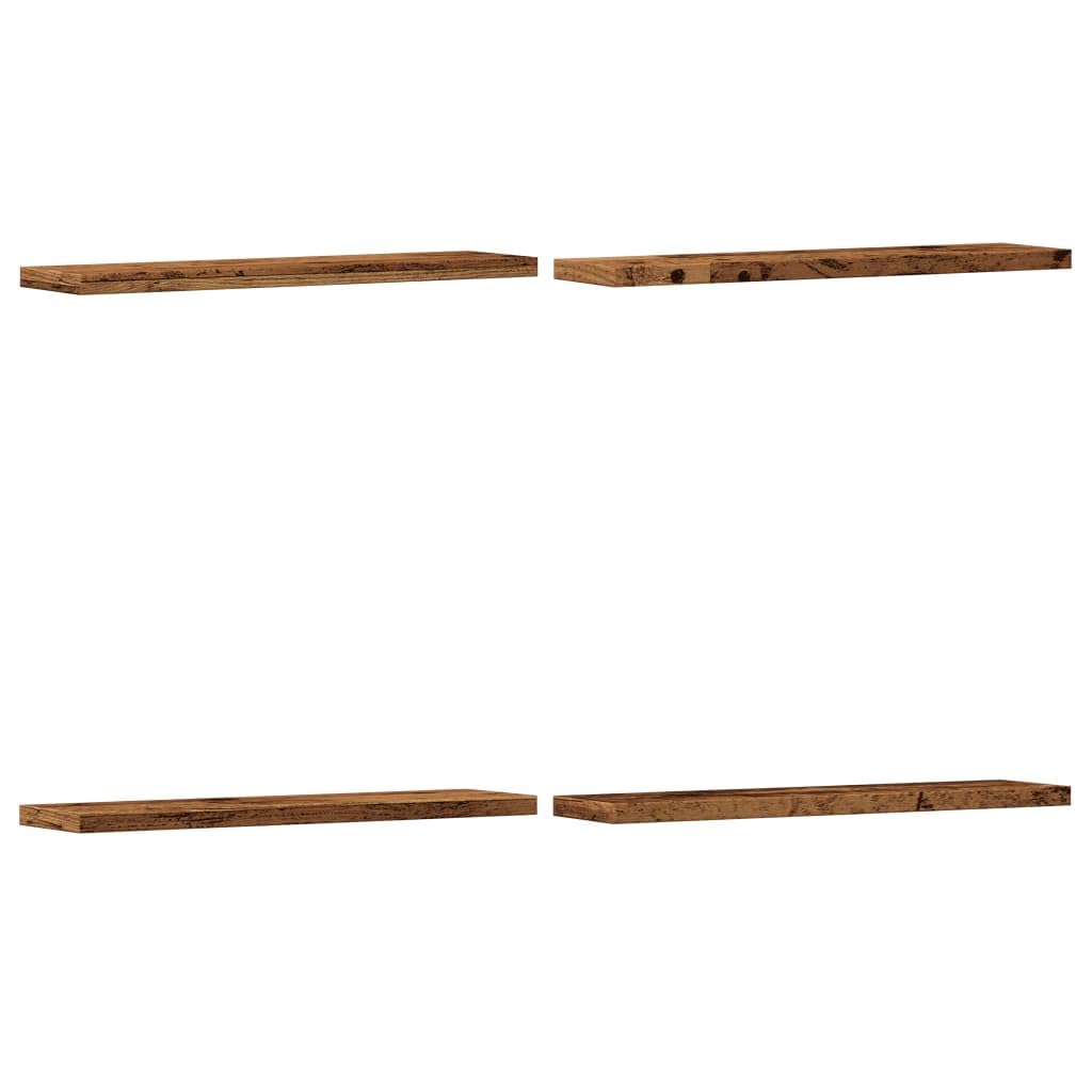 vidaXL Wandregale 4 STK. Altholz-Optik 40x10x1,5 cm Holzwerkstoff, Schweberegal, schwebendes Regal,