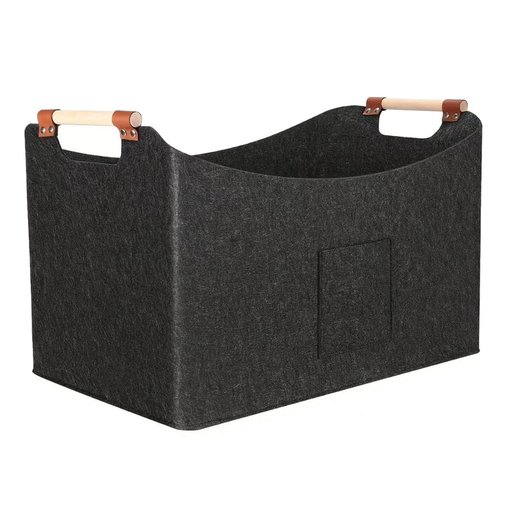 Riven Filz Brennholz Korb grosse Lagerung Bin faltbar 96L dunkelgrau 60x40x40cm Log Holder mit Front