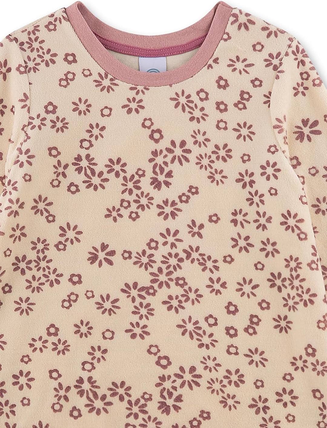 Sanetta Mädchen-Schlafanzug lang aus Nicki beige Blumen | Hochwertiger und bequemer Schlafanzug aus