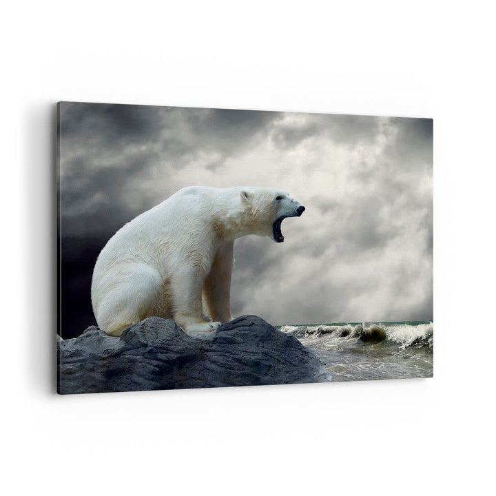 ARTTOR Bilder auf Leinwand 100x70cm Leinwandbild Bär Tiere Wasser Eis Gross Wanddeko Bild Schlafzimm
