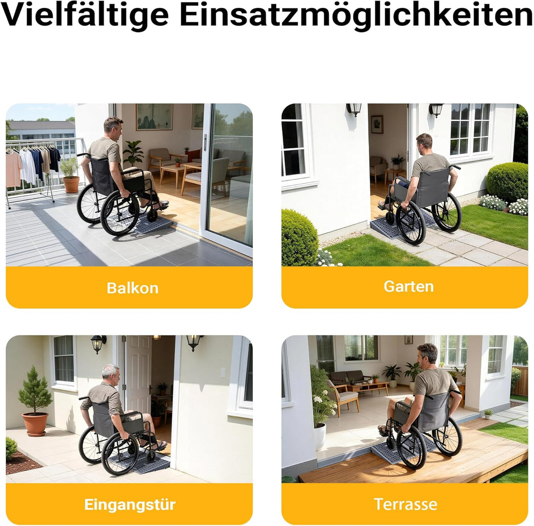 Wiltec Türschwellenrampe in verschiedenen Höhen 0-25/25-50/50-76 mm mit 810 mm Breite für Rollstuhl