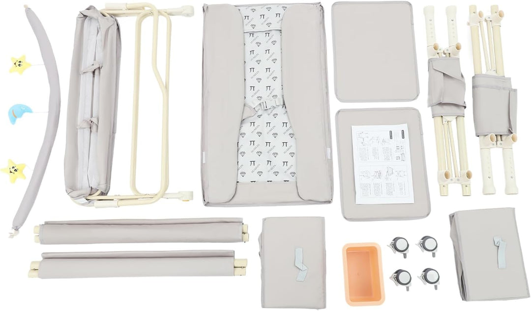 2-in-1 Baby Badewanne &amp; Wickelkommode, Klappbar Wickelkommode mit Korb, Spielzeugregal, Sicherheitsg