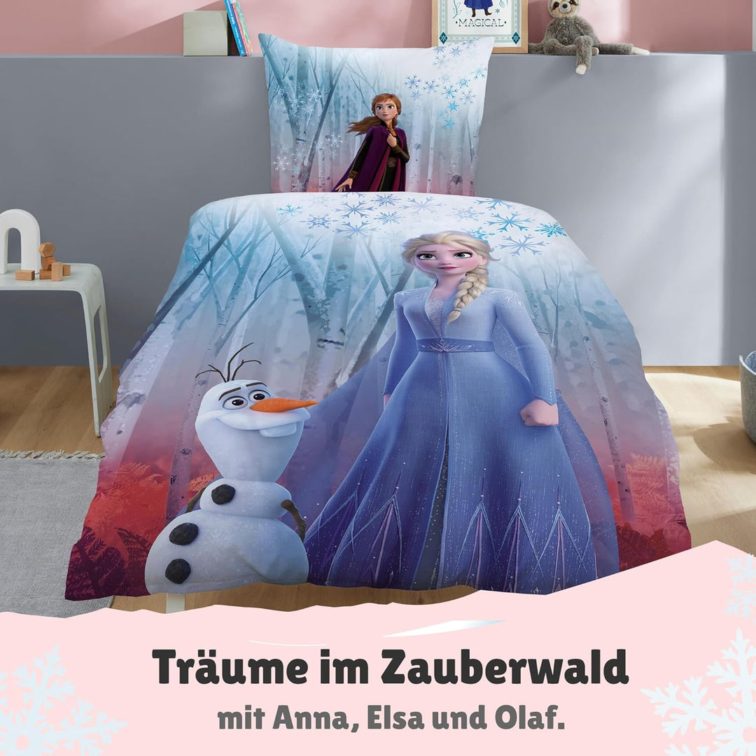 Familando Warme Frozen Die Eiskönigin Bettwäsche für Mädchen · Fleece Mädchenbettwäsche 135x200 80x8
