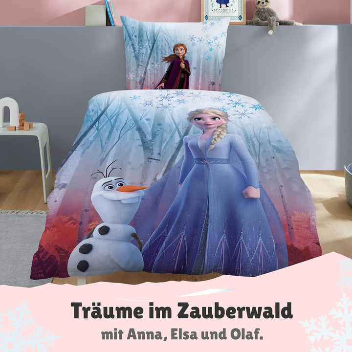Familando Warme Frozen Die Eiskönigin Bettwäsche für Mädchen · Fleece Mädchenbettwäsche 135x200 80x8