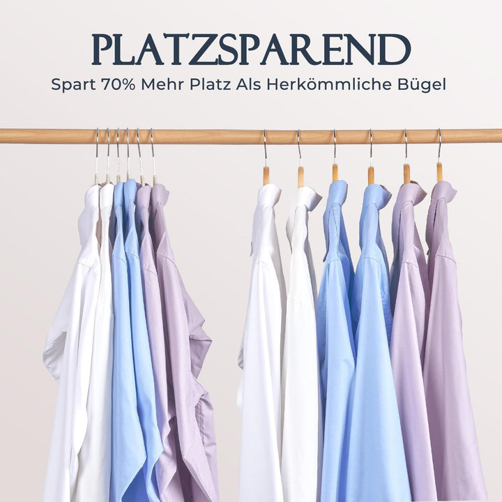 Kleiderbügel Samt 50 Stück - Kleiderbügel Platzsparend, Bügel rutschfest und Belastbar, 360° Drehbar