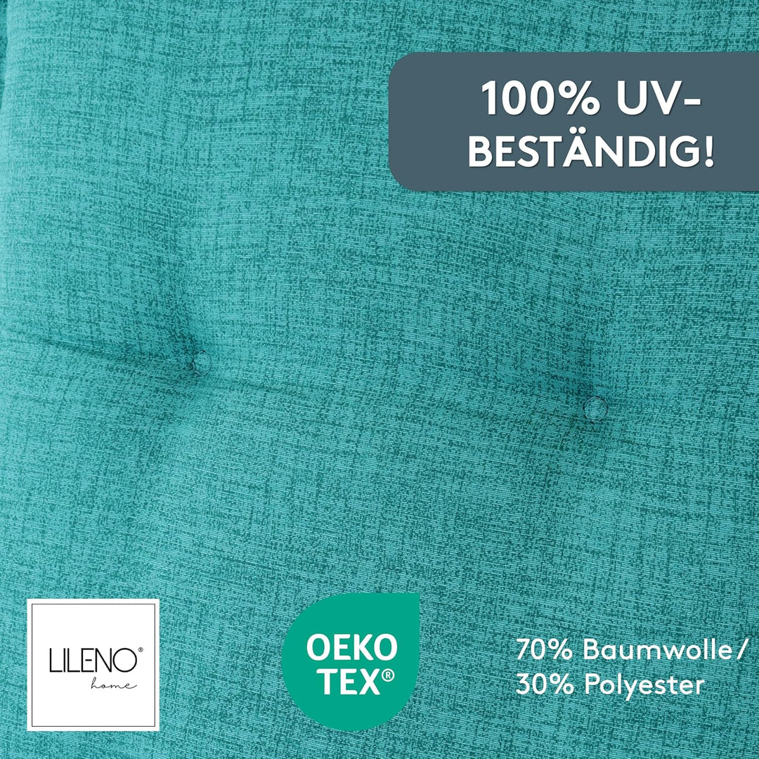 LILENO HOME Gartenstuhl Auflagen als [2er Set - Niedriglehner] in Aqua - Bequeme Liegen als Sitzaufl
