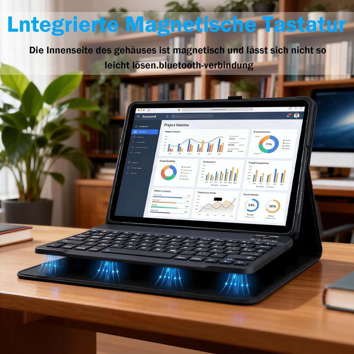 Tastatur Hülle für Lenovo Tab 10.1 Zoll 2025, Bluetooth Magnetisch Abnehmbarer QWERTZ Keyboard für L