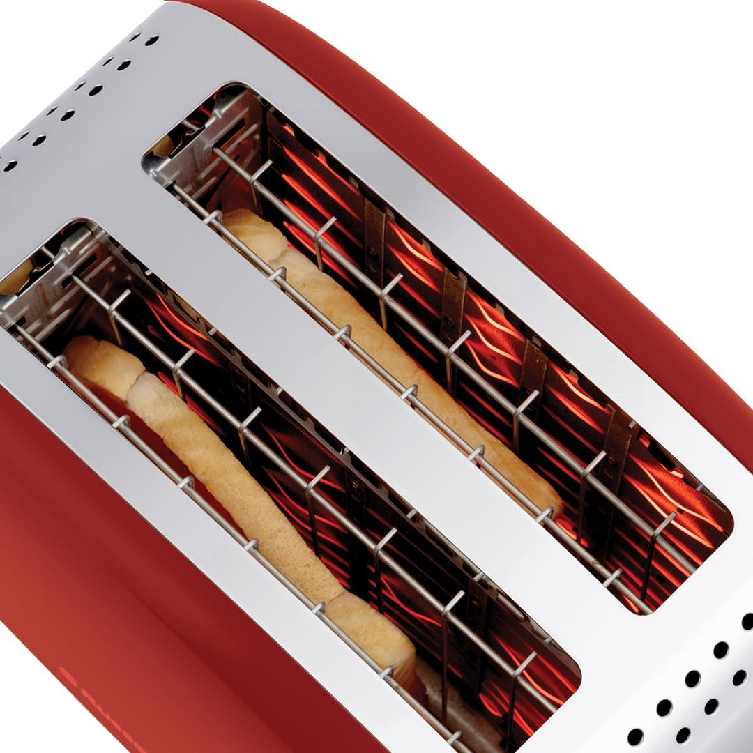 Russell Hobbs Toaster [für 2 Scheiben] Colours Plus Edelstahl Rot (extra breite Toastschlitze, inkl.