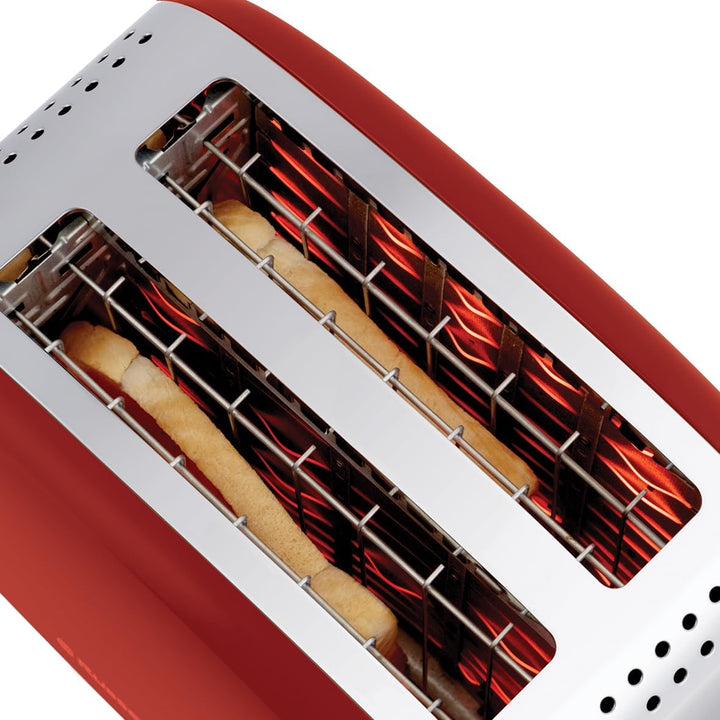 Russell Hobbs Toaster [für 2 Scheiben] Colours Plus Edelstahl Rot (extra breite Toastschlitze, inkl.