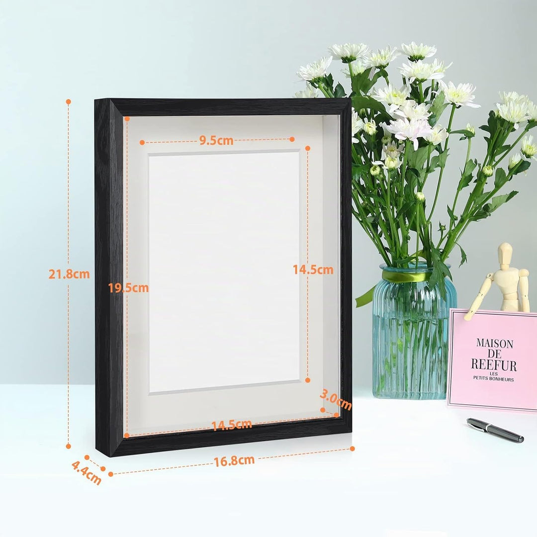 Anhow 2er 3D Bilderrahmen 15x20 cm (Tief 3 cm), Bilderrahmen zum Befüllen mit Beige Passepartout Pas