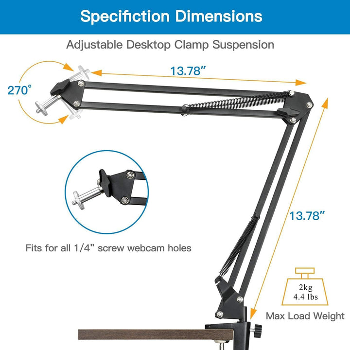 Tentucro Webcam Ständer Halter Desktop Kamera-Schreibtisch-Klemmhalterung für Logitech Webcam C922 C