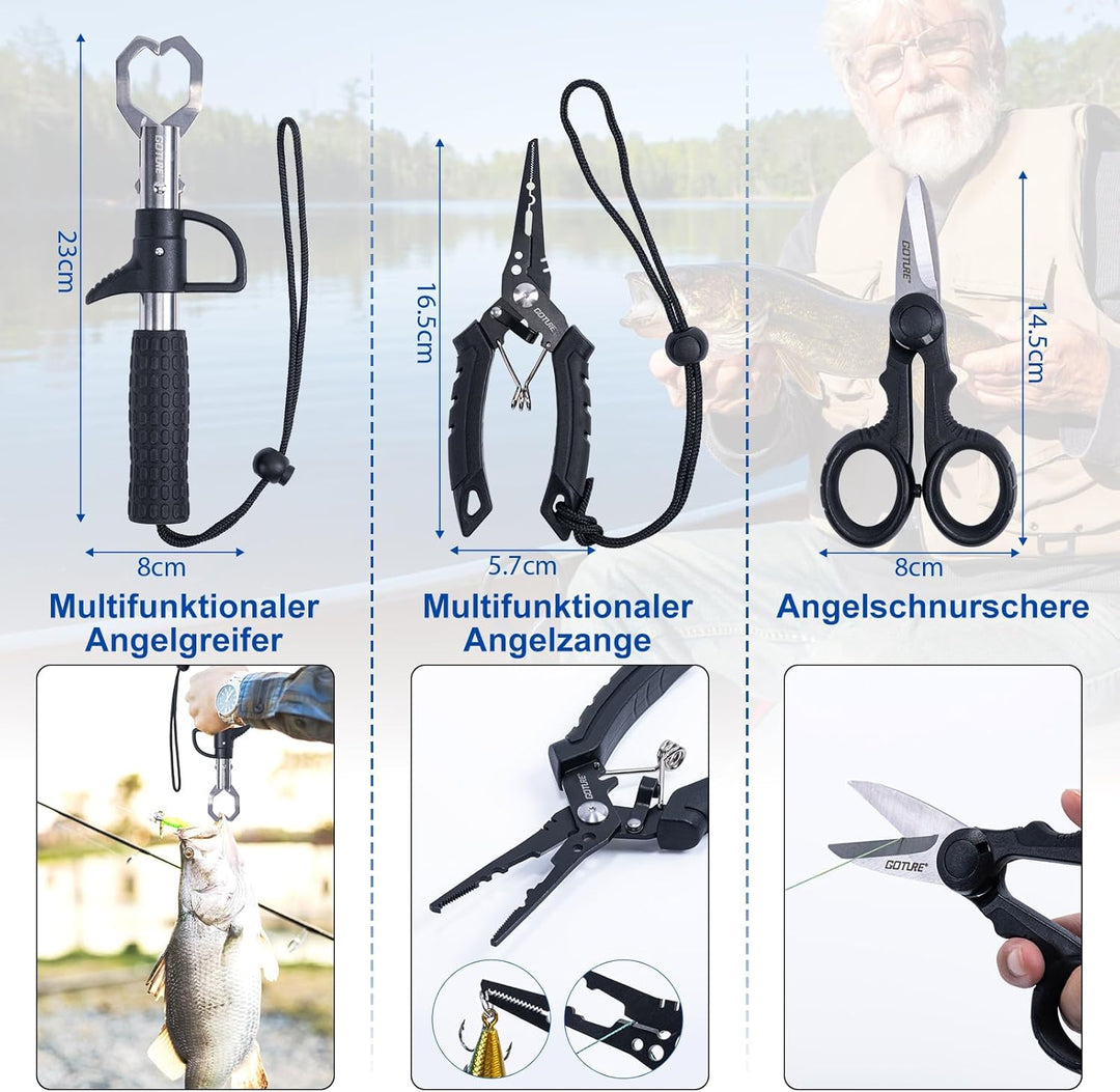 Goture Angelset mit 2 Teleskop-Angelruten,1,8m/2,1m/2,4m/2,7m I Angelrute Set Komplett 2 5.2:1 Spinn