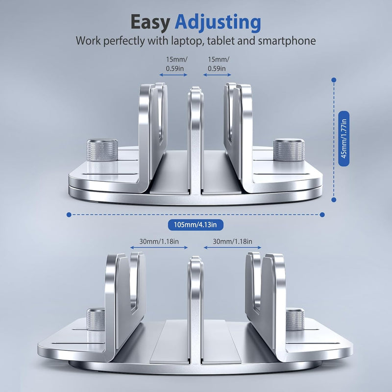 Lucrave Vertikaler Laptop Ständer für den Schreibtisch, Aluminium Doppelschlitz Desktop Halter, vers