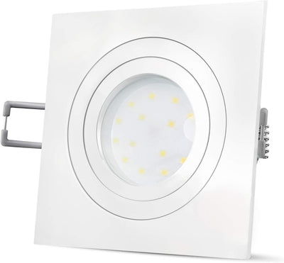 SSC-LUXon QF-2 LED Einbaustrahler dimmbar flach für 230V als Set - mit LED Modul 5W warmweiss - 6 St