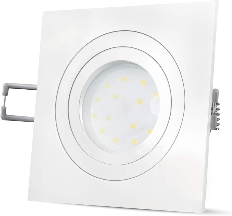 SSC-LUXon QF-2 LED Einbaustrahler dimmbar flach für 230V als Set - mit LED Modul 5W warmweiss - 6 St