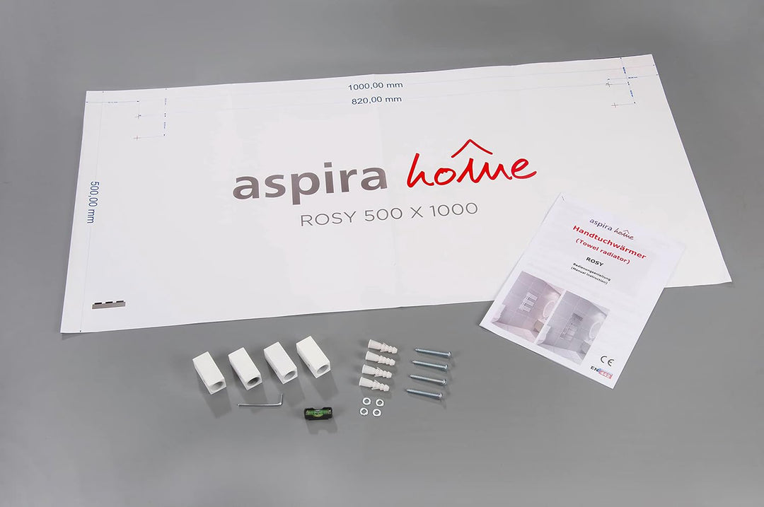 Aspira Home Badheizkörper „Rosy“ - Weiss - Mittelanschluss 1/2“ - 500x1000mm - Handtuchwärmer - Mode