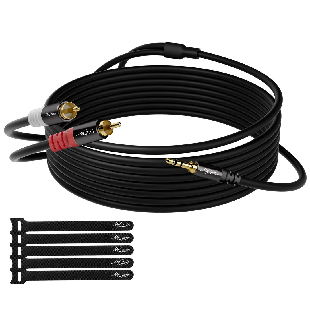 Mygatti Klinke 3,5mm auf Cinch Kabel 20 Meter,2 RCA Stecker auf Aux Stereo Audioadapter,Aux-Cinch Y