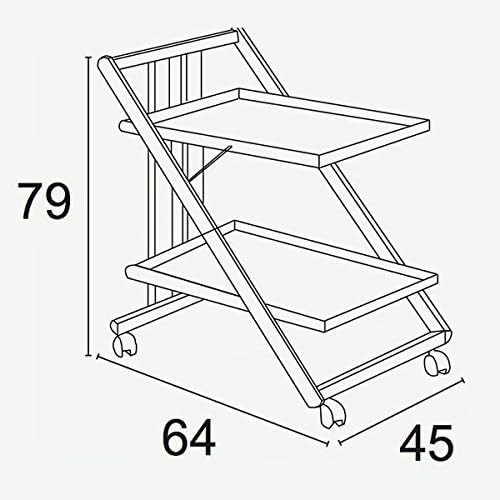 Arredamenti Italia Servierwagen, massives Buchenholz, 64 x 79 x 45 cm,, kirschrot, Kirschrot