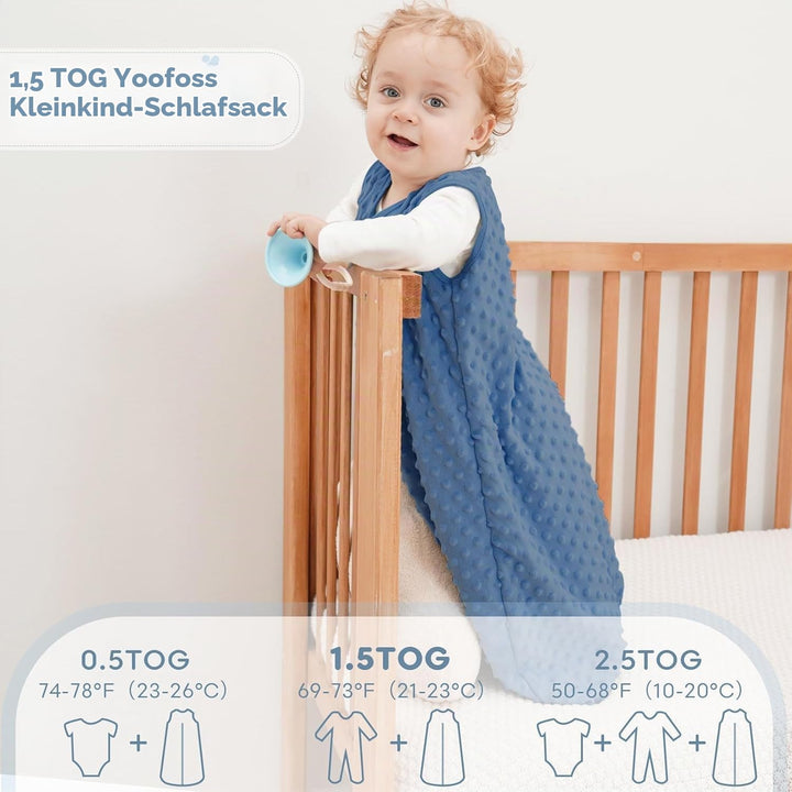 Yoofoss Schlafsack Baby Winter 1.5 Tog - 2er Pack 67cm/0-6 Monate Winterschlafsack Herbst Babyschlaf