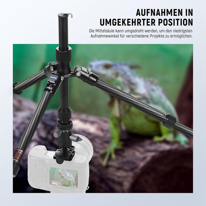 NEEWER Carbonfaser Kamerastativ Einbeinstativ, 65" leichtes kompaktes tragbares DSLR Video 360°Reise